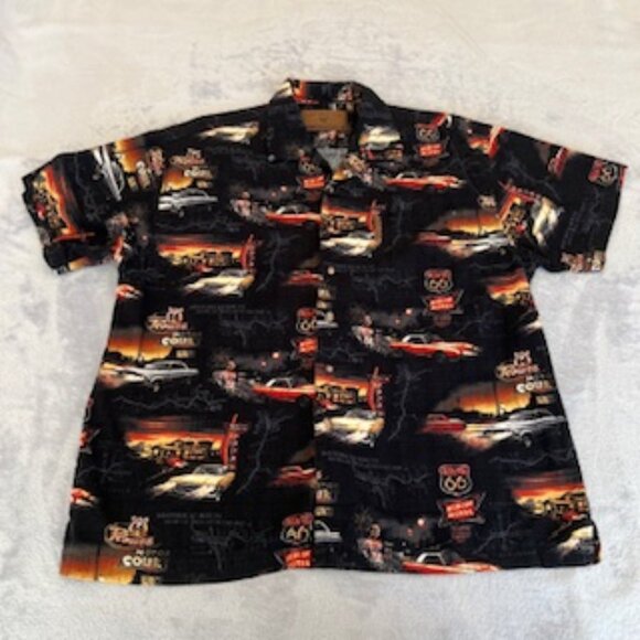 North River Outfitters Route 66 Button Down Shirt With Muscle Cars Large - Picture 3 of 14